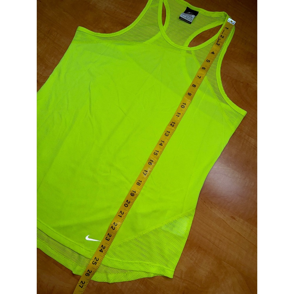 Nike Dri-FIT Neon Volt Yellow Mesh Racerback Tank Top Womens Large - Picture 6 of 6